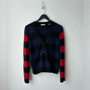 Equipment Black and Red Striped Sweater